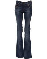 John Galliano - Blue Cotton Mid Waist Wide Leg Denim Jeans - Lyst