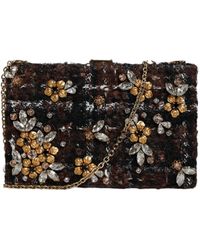 Dolce & Gabbana - Tweed Floral Clutch Evening Party Purse Crossbody Bag - Lyst