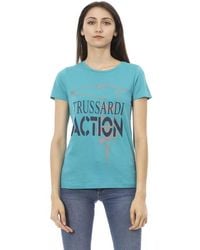 TRUSSARDI ACTION - Light Blue Cotton T - Lyst
