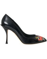 Dolce & Gabbana - Leather Wow Patch Heels Pumps Shoes - Lyst