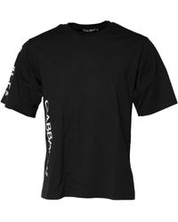 Dolce & Gabbana - Black Logo Print Cotton Men Crew Neck T - Lyst
