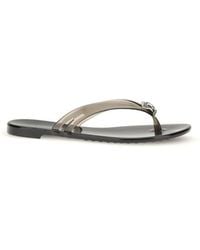 Casadei - Black Polyurethane Flat Sandals - Lyst