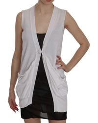Pink Memories - White 100% Cotton Sleeveless Cardigan Top Vest - Lyst