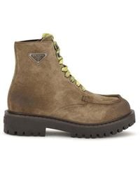 Prada - Brown Suede Leather Lace - Lyst