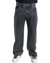 Dolce & Gabbana - Dark Gray Cotton Straight Fit Men Denim Jeans - Lyst