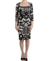 Roberto Cavalli - Elegant Printed Jersey Sheath Dress - Lyst