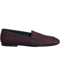 Dolce & Gabbana - Maroon Glitter Lurex Logo Dress Loafers Shoes - Lyst