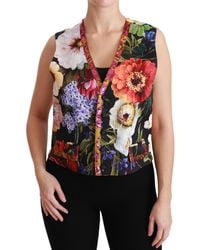 Dolce & Gabbana - Color Floral Sleeveless Waistcoat Top Vest - Lyst