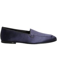 Dolce & Gabbana - Navy Blue Satin Dg Logo Dress Loafers Shoes - Lyst