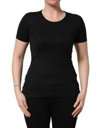 Dolce & Gabbana - Black Cotton Round Neck Short Sleeve T - Lyst