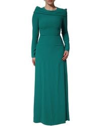 Dolce & Gabbana - Green Round Neck Long Sleeves Gown Dress - Lyst