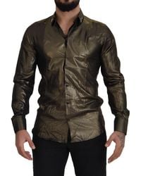 Dolce & Gabbana - Elegant Slim Fit Shirt With Crown Embroidery - Lyst