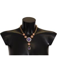 Dolce & Gabbana - Elegant Floral Crystal Statement Necklace - Lyst