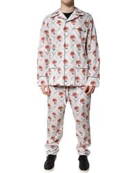 Dolce & Gabbana - Floral Print Cotton Pajama Set Sleepwear - Lyst