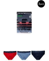 Emporio Armani - Blue Cotton Briefs - Lyst