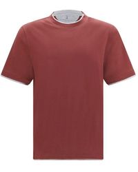 Brunello Cucinelli - Bordeaux Cotton T - Lyst