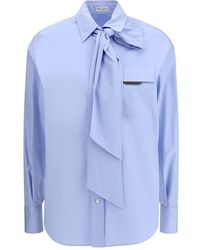 Brunello Cucinelli - Blue Cotton Dress Shirt - Lyst