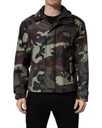 Dolce & Gabbana - Camouflage Hooded Bomber Jacket Nylon Polyester Clothing - Lyst