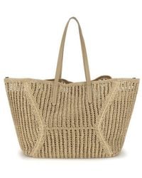 Brunello Cucinelli - Beige Raffia Shoulder Bag - Lyst