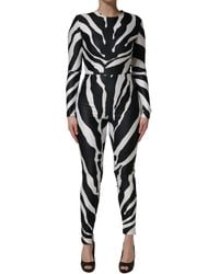 Dolce & Gabbana - Polyester Zebra Pattern Jumpsuit And Elastane - Lyst
