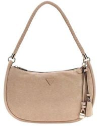 Guess - Beige Suede Leather Handbag - Lyst