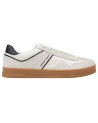 Tommy Hilfiger - Cream Leather Low Top Sneakers - Lyst