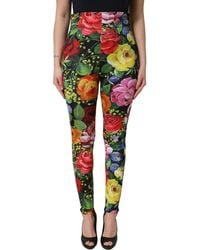 Dolce & Gabbana - Multicolor Floral Stretch Jersey Leggings Pants - Lyst