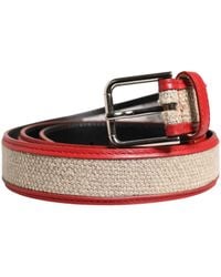 Dolce & Gabbana - Woven Leather Metal Buckle Belt Linen Calf - Lyst