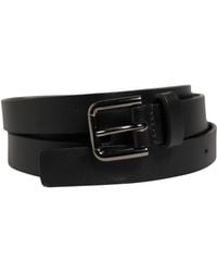 Dolce & Gabbana - Black Double Strap Leather Silver Buckle Belt - Lyst