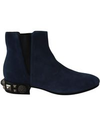 Dolce & Gabbana - Suede Embellished Studded Boots Shoes - Lyst