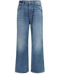 7FOR - Blue Cotton Relaxed Fit Jeans - Lyst
