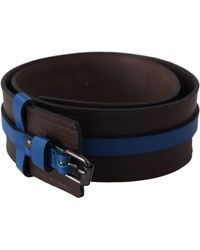 CoSTUME NATIONAL - Brown Thin Blue Line Leather Buckle Belt - Lyst