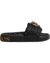 Dolce & Gabbana - Black Devotion Matelassé Leather Slides Shoes - Lyst