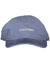 Calvin Klein - Blue Cotton Hats & Cap - Lyst