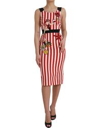 Dolce & Gabbana - Floral Sleeveless Sheath Midi Dress - Lyst