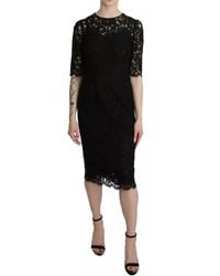 Dolce & Gabbana - Floral Lace Sheath Knee Length Dress - Lyst