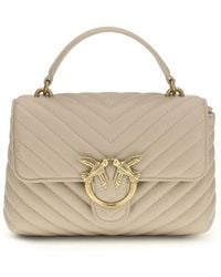 Pinko - Beige Calf Leather Bos Taurus Handbag - Lyst