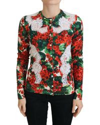 Dolce & Gabbana - Wool Floral Cardigan Sweater - Lyst