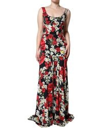 Dolce & Gabbana - Floral Silk Sleeveless Long Gown Dress - Lyst