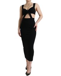 Dolce & Gabbana - Black Cut Out Sleeveless Bodycon Midi Dress - Lyst