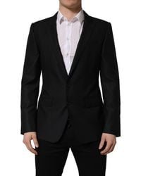 Dolce & Gabbana - Dark Blue Wool Single Breasted Men Blazer Jacket - Lyst