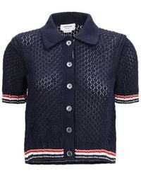 Thom Browne - Hector Pointelle Short-Sleeve Cardigan - Lyst