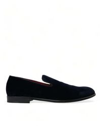 Dolce & Gabbana - Black Velvet Loafers Formal Dress Shoes - Lyst