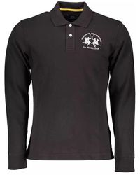 La Martina - Black Cotton Polo Shirt - Lyst