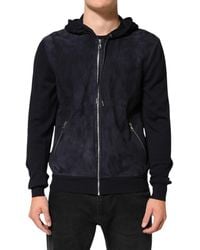 Dolce & Gabbana - Black Leather Full Zip Hooded Blouson Jacket - Lyst
