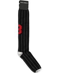 Dolce & Gabbana - Men Black Pinstripe Logo Knee High Accessory Socks - Lyst