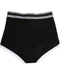 Dolce & Gabbana - Black White Logo Waistband Coulotte Panty Underwear - Lyst