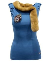DSquared² - Mink Collar Sleeveless Top - Lyst