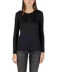 ARMANI EXCHANGE - Black Cotton Long Sleeve T - Lyst
