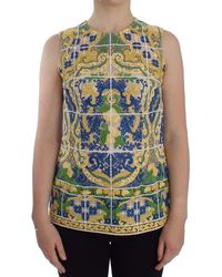 Dolce & Gabbana - Majolica Embroidered Sleeveles Elegance - Lyst
